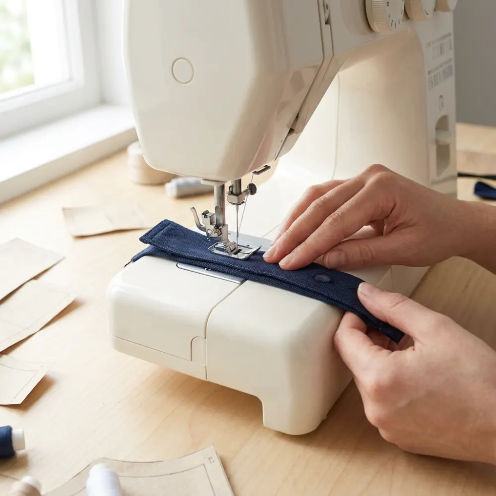 Costura de la tapeta del polo en la máquina
